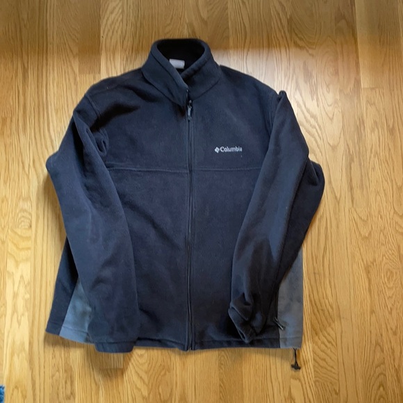 Men's Columbia Fleece Black and Gray Full Zip Jacket - Picture 1 of 4